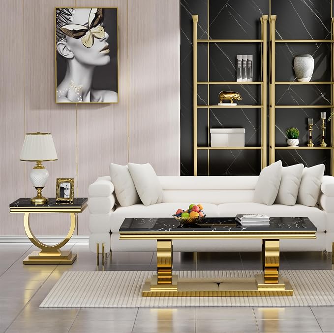 Coffee Table,black&gold