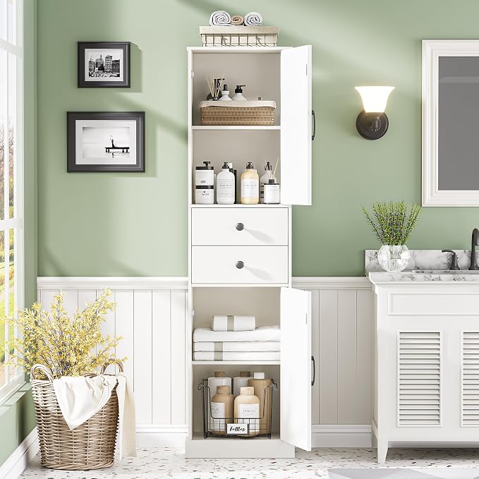 White With 2 Drawers & Doors
