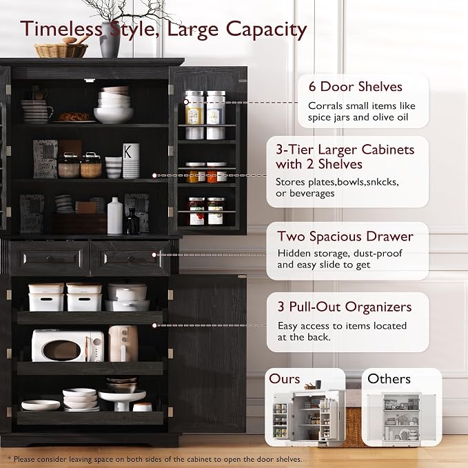 Black (With 3 Pull Out Shelves)