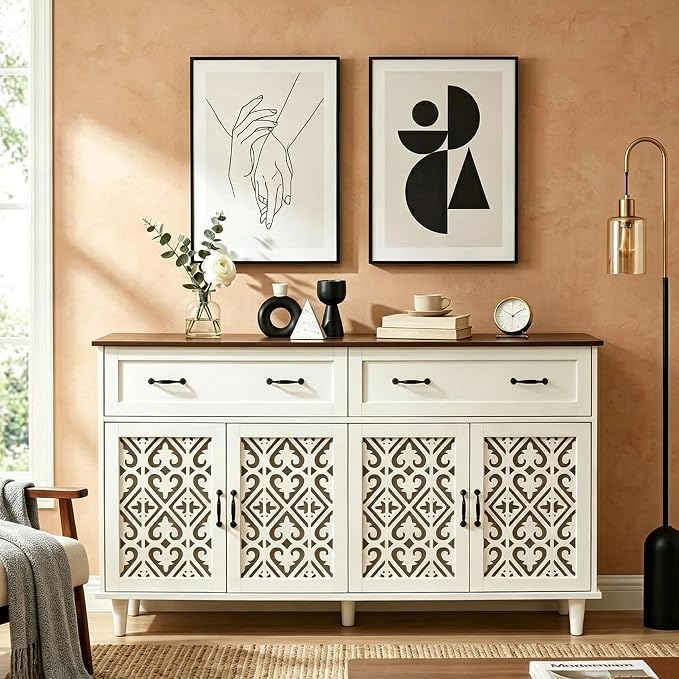 White - Heart-carved Cabinet