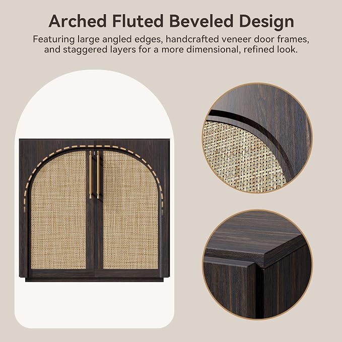 Dark Walnut-rattan Doors