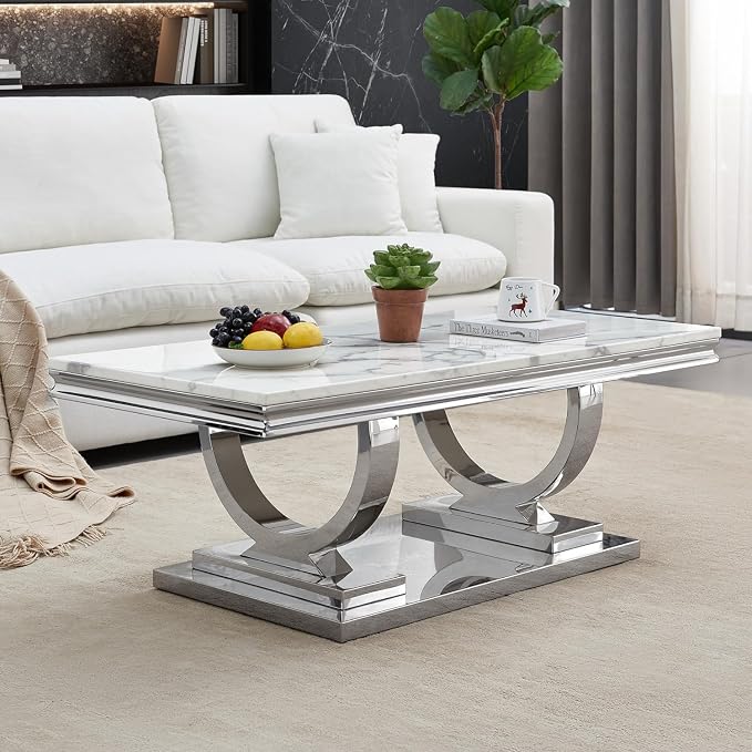 Coffee Table - White Silver