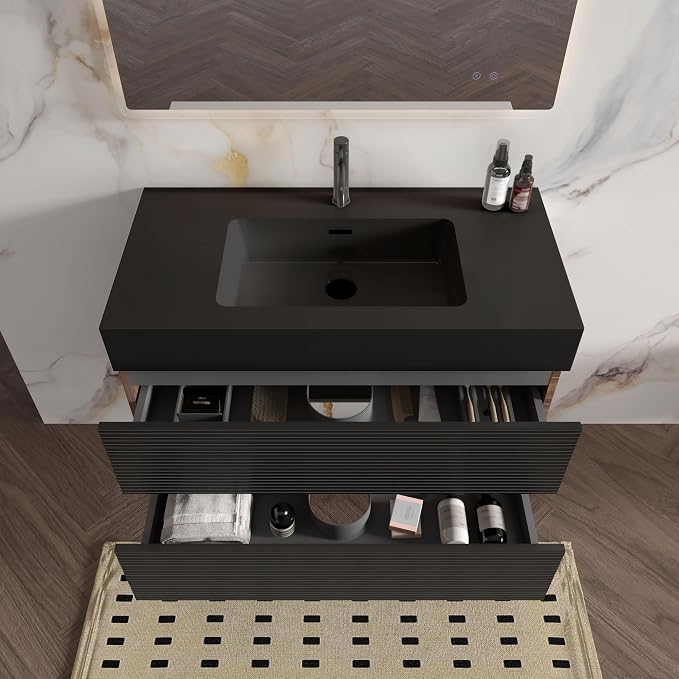 Walnut+black / Black High-rim Sink