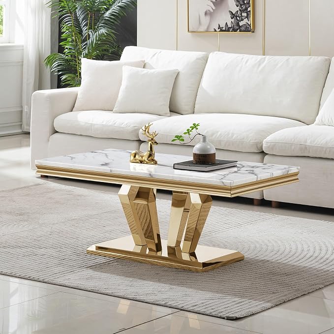 White&gold-coffee Table