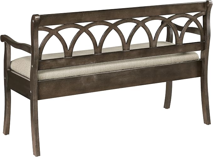 Dark Walnut Finish With Beige Seat