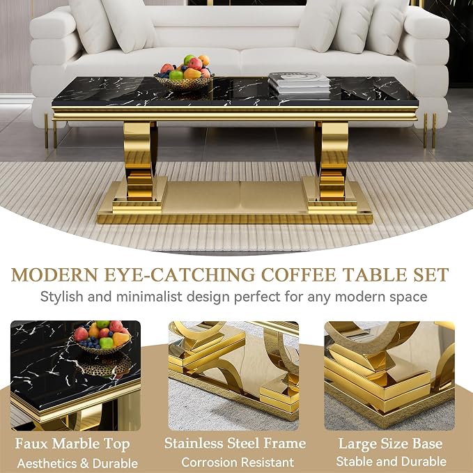 Style1: Coffee Table-black &Gold