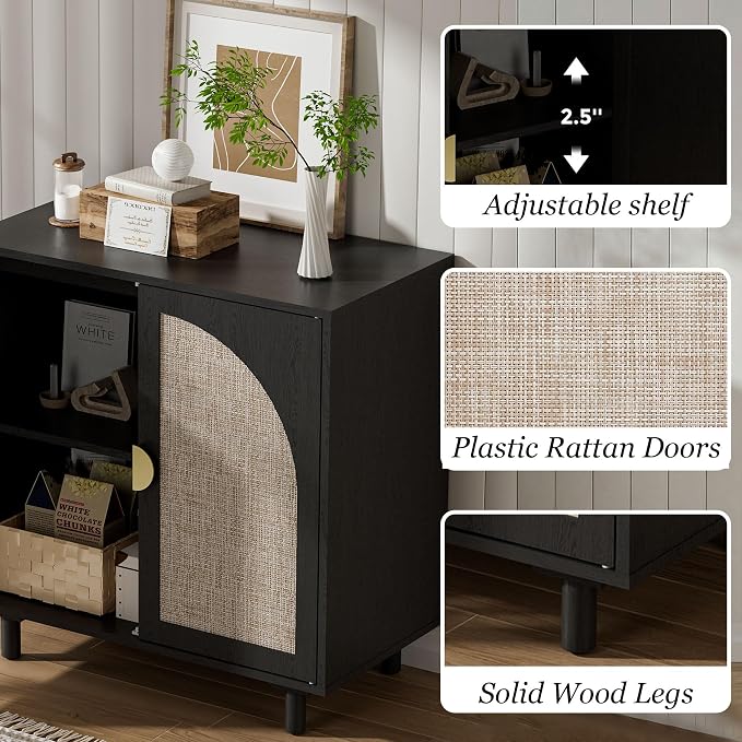 Rattan Doors-black-1pcs