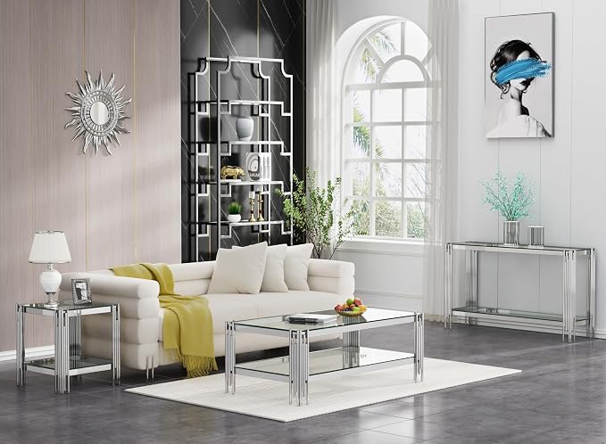 Silver & Clear Coffee Table
