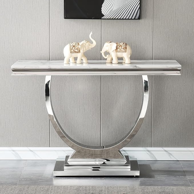 Console Table - White Silver