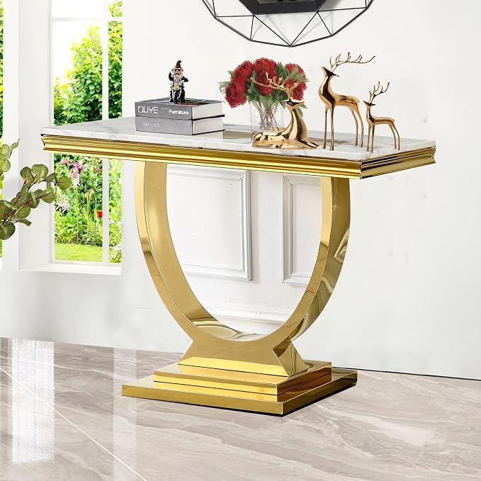 White Golden Console Table