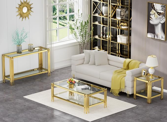 Gold & Clear End Table