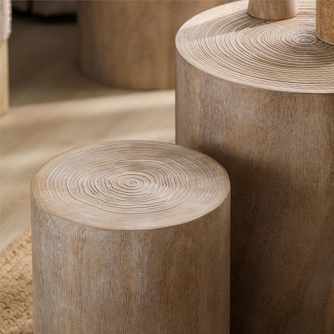 Set of 3-natural Wood
