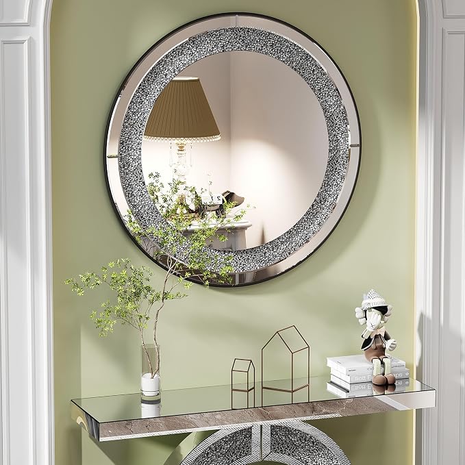Silver With Circular Base + Wall Mirror