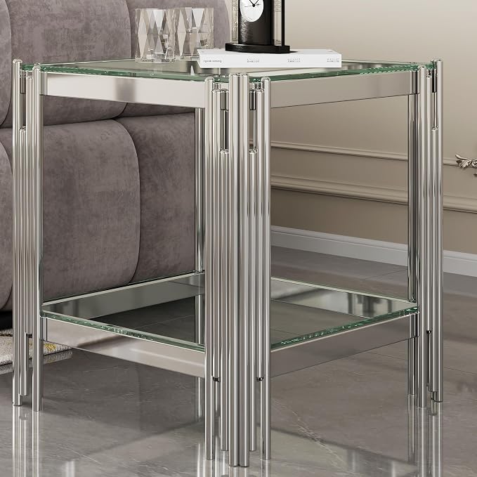 End Table-clear&silver