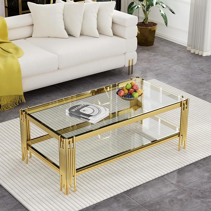 Gold & Clear Coffee Table