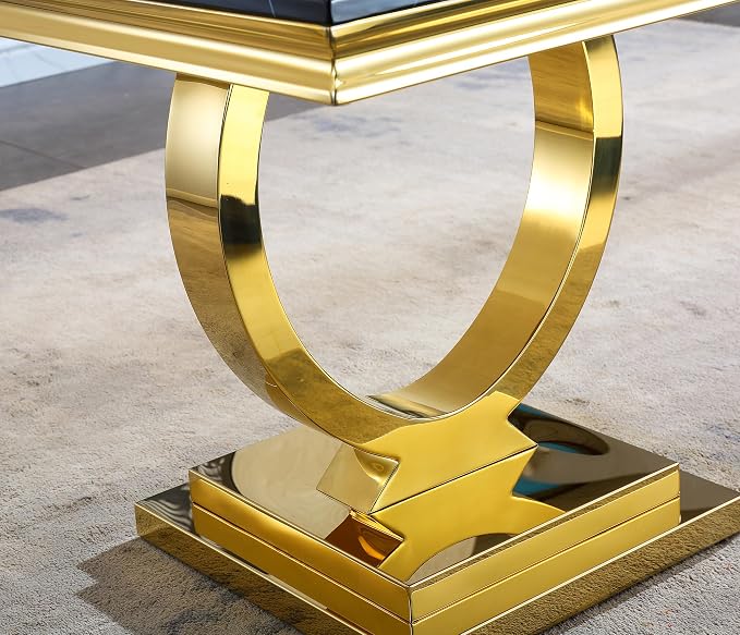 Black & Gold Faux Marble End Table