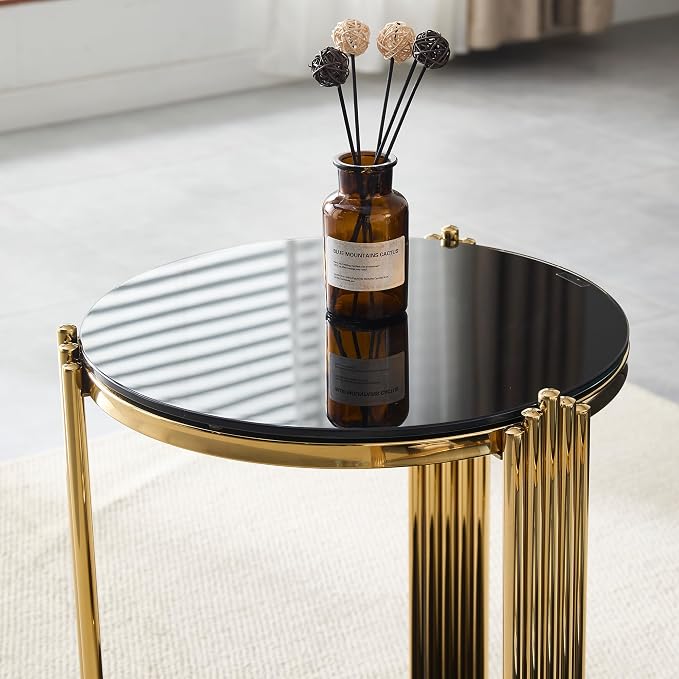 Black & Gold Round End Table