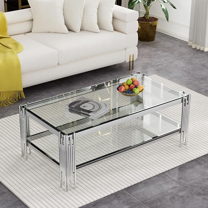 Silver & Clear Coffee Table