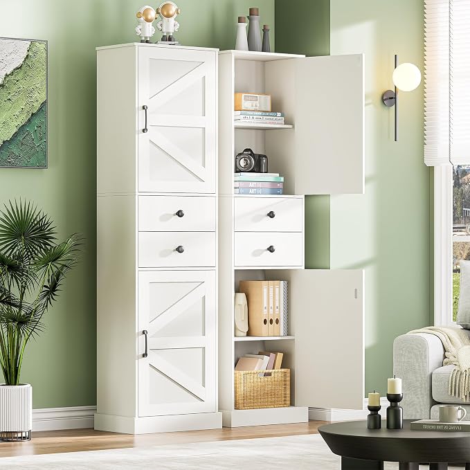 White With 2 Drawers & Doors