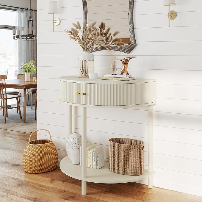 Cream White - Fluted Design
