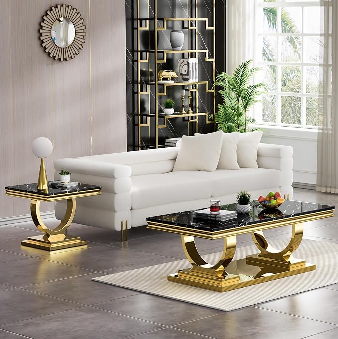 Console Table,black&gold