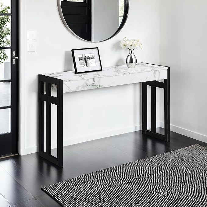 White Faux Marble/Black