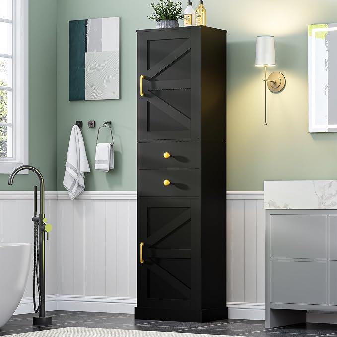 Black With 2 Drawers & Doors