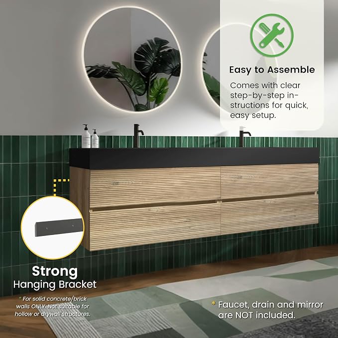 Rough Oak / Black High-rim Sink