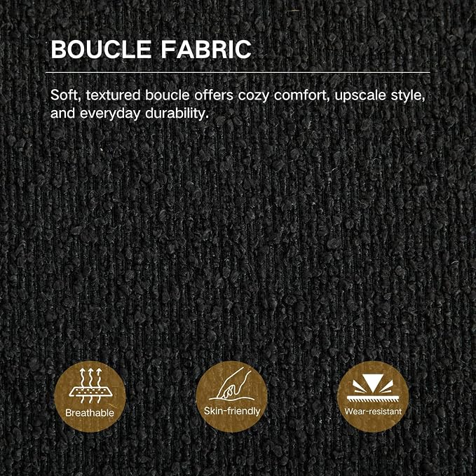 Black Boucle (Wood Legs)