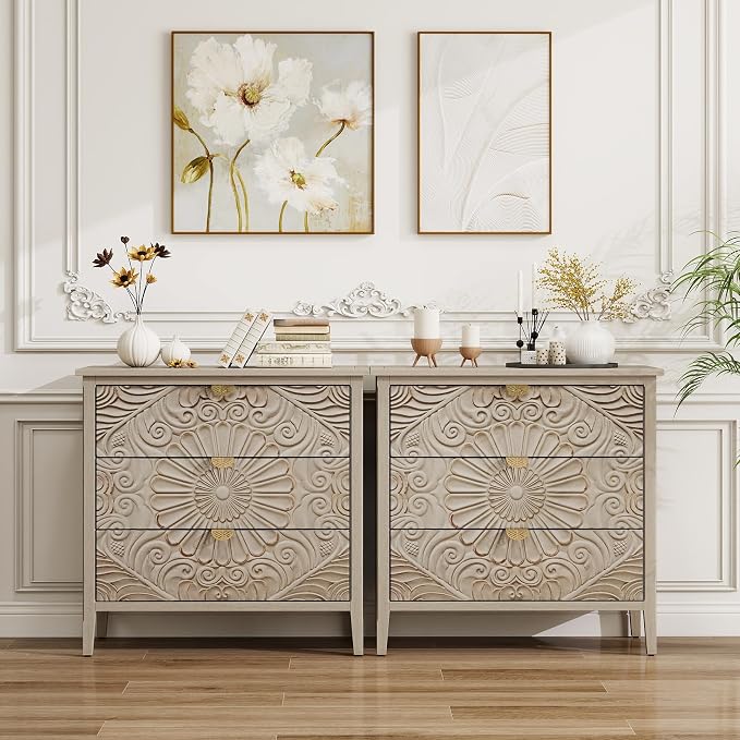 Vintage 3 Drawer Cabinet - 2 Pc