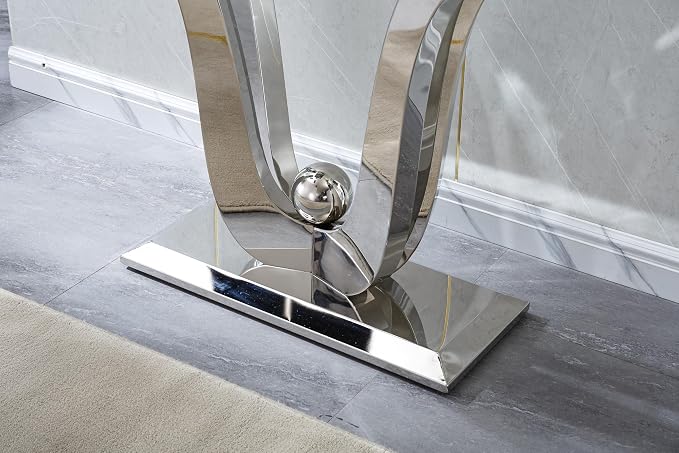 Silver Console Table - Floral Shape Base