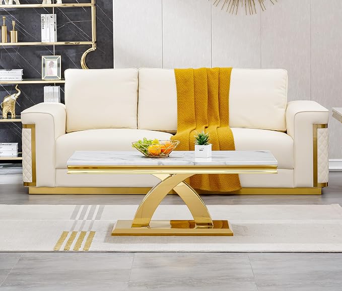 White Golden Coffee Table