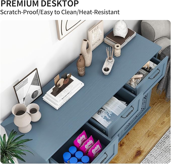 Blue 3 Door 3 Drawer Cabinet