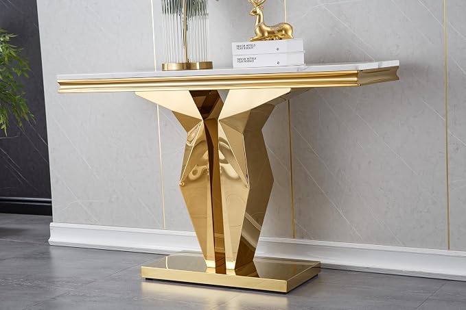 Console Table - White Gold Base