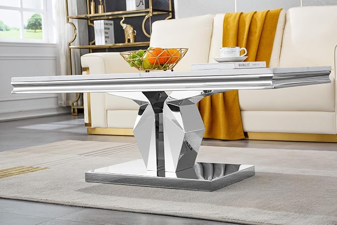 Coffee Table - White Silver Base