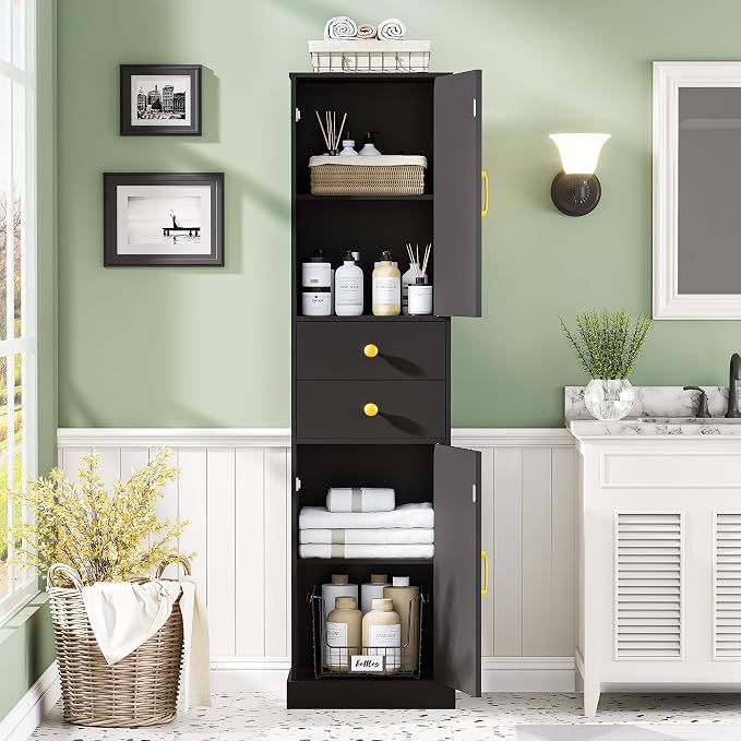 Black With 2 Drawers & Doors