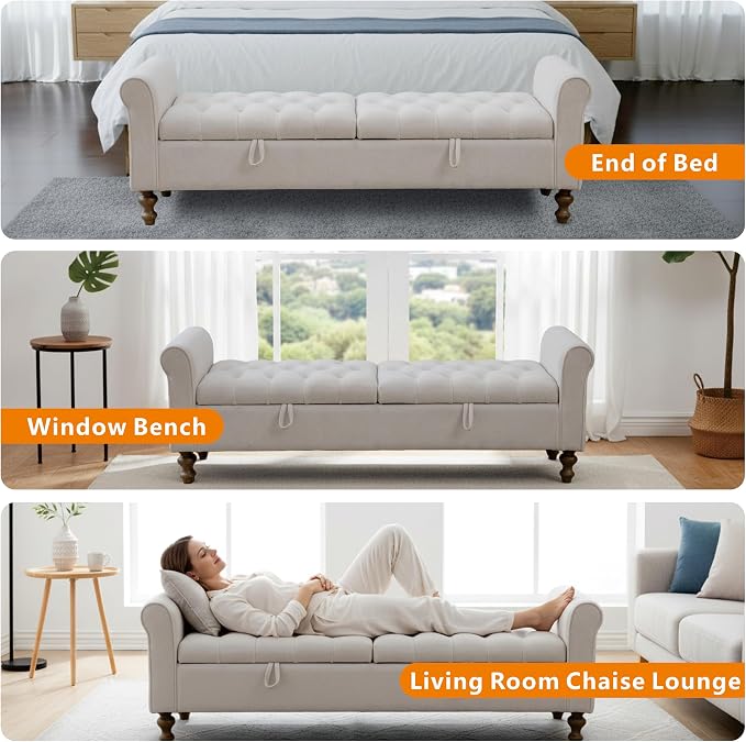 Beige Tufted 65.2''w