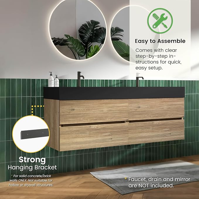 Rough Oak / Black High-rim Sink