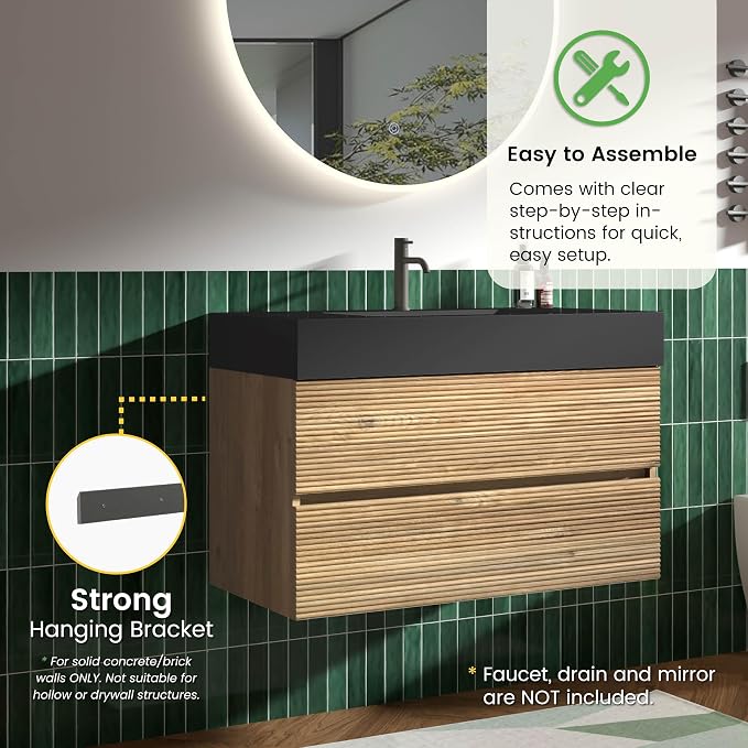 Rough Oak / Black High-rim Sink