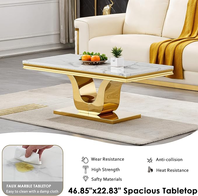White Golden Coffee Table