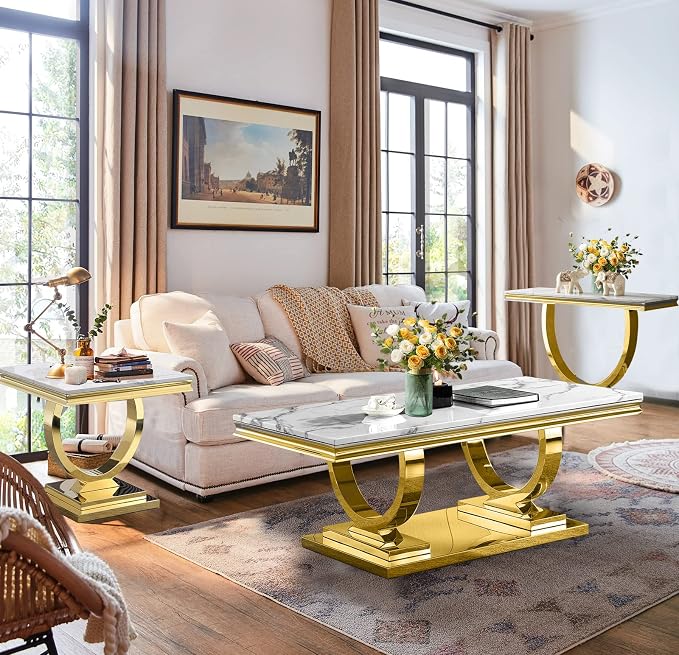 White Golden Coffee Table