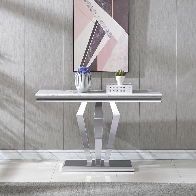 Console Table - White Silver