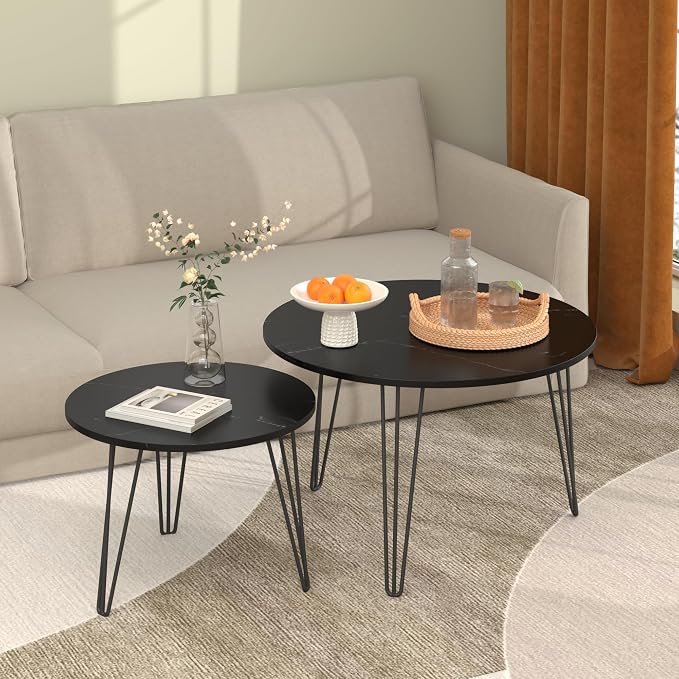 Black + Wood+metal + Round