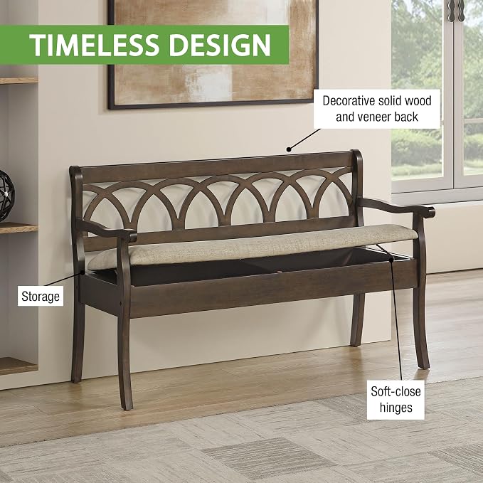 Dark Walnut Finish With Beige Seat