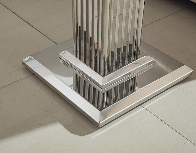 End Table - White Silver Base