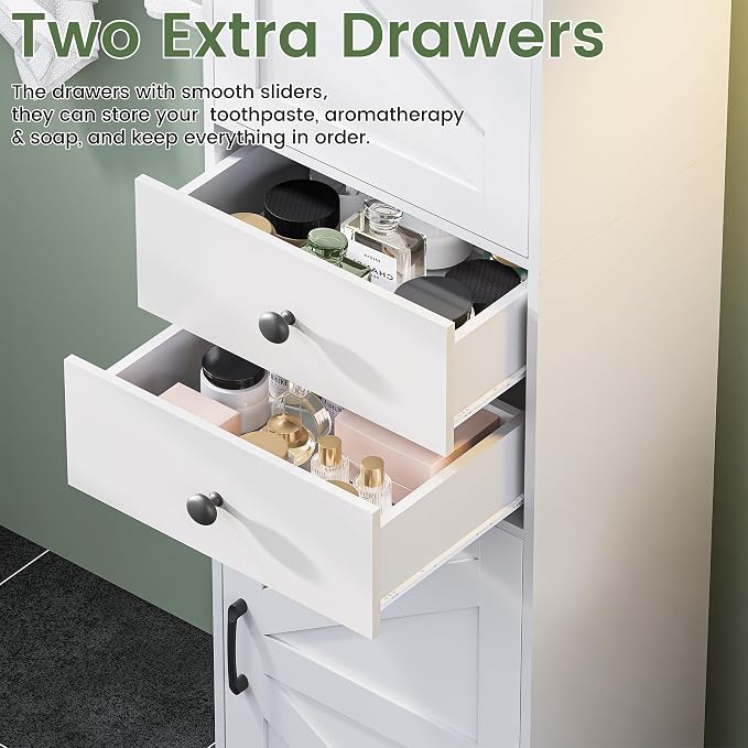 White With 2 Drawers & Doors