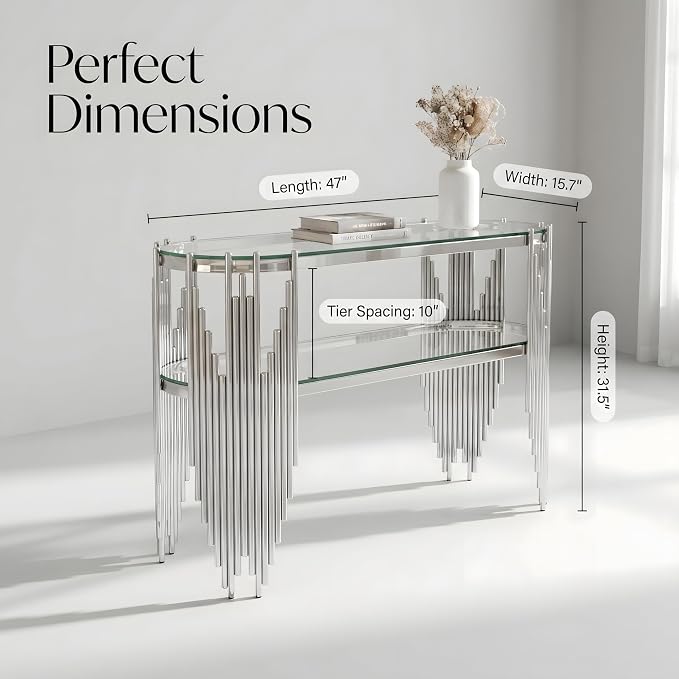 47“ Silver Console Table