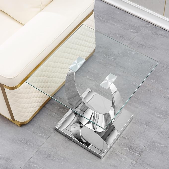 Silver End Table (Moon-shape Base)
