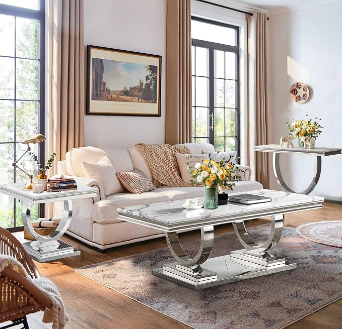 White Silver Coffee Table