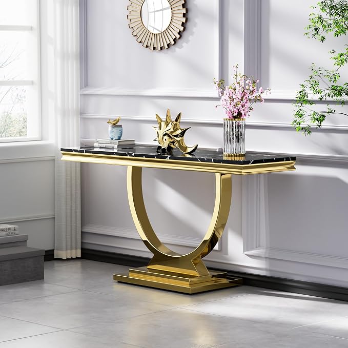 End Table,black&gold